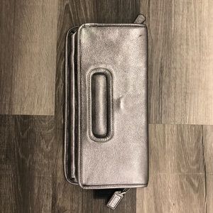 Coach Fold Over Silver Clutch